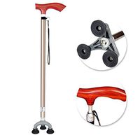 Canes Solid Wood Telescopic Assisted Elderly For Men And Women Fashionable Walking Crutch Stick With Three Prongs Tips Self Standing Heavy Duty Adjustable Light T Wooden Handle Aluminum Gold