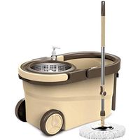 Spin Mop Bucket with Wringer On Wheels, Hardwood Floor Cleaning System, with 5 Microfiber Mop Refills QAZWSX-tb (Color : Beige)