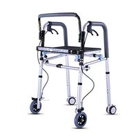 Walking Frame with Wheels and Seat Aluminum Alloy Wheel Walking Frame with Armrest Seat Support Height Adjustable Rehabilitation Auxiliary Elderly Walking Aid