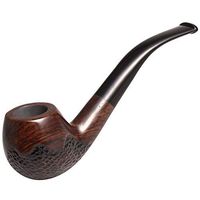 amropi Bent Tobacco Pipe Classic Enchase Carved Smoking Pipes - Ebony Wood Root - Hand Made (Brown-AH860-1)