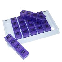 GMS Four-a-Day, Weekly, One Day at a Time, Medication Organizer - Large Slant Tray (Purple Pill Boxes in White Tray)