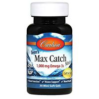 Carlson - Teen's Max Catch Minis, 1000 mg Omega-3s, Brain & Vision Support, Mood Health, 30 Softgels
