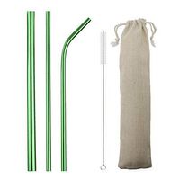 JANKNG 3 Pieces 304 Stainless Steel Metal Straws Set, 8.5 Inch Extra Wide Milkshake Bubble Reusable Drinking Straws for 20oz Tumblers Yeti Rumblers Cold Beverage, Green