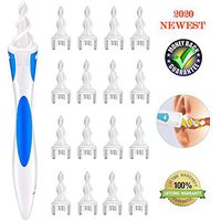 Ear Wax Cleaner, Earwax Remover Tool, Ear Wax Remover, Soft Silicone Spiral Earwax Remover Tool, 16 Replacement Heads, q-tip Replacement