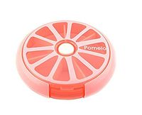 1Pcs Plastic Portable 7 Lattices Rotary Waterproof Mini Travel Jewelry Box Rotating Pill Box Case Bottle Storage Pill Holder Container Great for Outdoor and Trip (Pink)