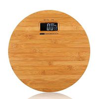 NILINLEI Round Digital Body Weight Bathroom Scale (Easy Read LED Display，Non-Slip Bamboo Board, Step-On Technology, Electronic Precision)