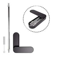 Tentoku Stainless Steel Metal Straws Straws - 8.6" Ultra Long Collapsible Reusable Drinking Straws Portable Set for Travel, for Yeti RTIC SIC Ozark Trail Tumblers (Straw|Box|Cleaning Brush)