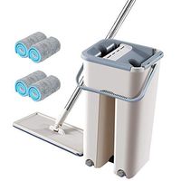 Mop Bucket Cleaning Kit With 4 Reusable Mop Pads. Easy to Use, Easy to Dry, Not Dirty Hands, Large Area Mop, Stainless Steel Handle, 360 ° flexible Swivel Head
