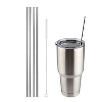 EOFINE Stainless Steel Straws, Set of 5 Ultra Long Reusable Metal Anti-Scratch Drinking Straws with Cleaning Brush for 20oz & 30oz Tumblers Beverage (4 Straight + 1 Brush)