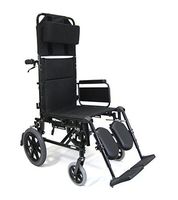 New Karman KM5000 ( KM5000F22W-TP ) Lightweight Reclining Transport Wheelchair with Removable Desk Armrest, 22" Seat Width, Fixed Wheel Color - Black!