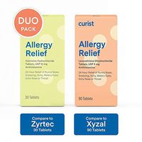 Curist Allergy Antihistamine Kit: Levocetirizine Dihydrochloride 5 mg 90 ct (Generic Xyzal) + Cetirizine Hydrochloride 10 mg 30 ct (Generic Zyrtec)