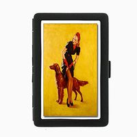 Perfection In Style Black Color Metal Cigarette Case Vintage Dog Design 024