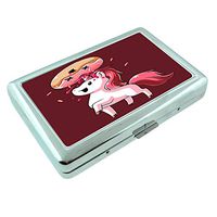 Unicorn Donut Em1 Hip Silver Cigarette Case Id Holder Metal Wallet 4" X 2.75" RFID Protection