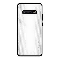 Cover Compatible with Samsung Galaxy S10 Plus Case 9H Transparent Tempered Glass Series Lightweight Gradient Color+Soft Silicone Frame Ultrathin Anti-Scratch Shockproof Bumper Case (White)
