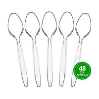 Plasticpro Disposable Clear Plastic Tea Spoons Heavyweight King Size Deluxe Pack of 48