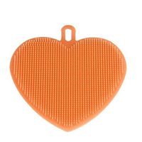 Silicone Washing Brush, InKach Heart Shape Silicone Dishwashing Sponges Wash Bowl Brush Soft Environmental Silicone Dish Brush (Orange)