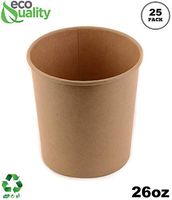 26 oz Disposable Kraft Paper Soup Containers [25 PACK] - Pint Ice Cream Containers, Frozen Yogurt Cups, Restaurant, Microwavable, Take out, Food Storage, Recyclable