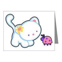 Note Card Kitty Saying Hello to Ladybug