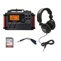 Tascam DR-60D MKII Portable Recorder for DSLR - Bundle with 32GB SDHC Card, TH-02 Multi-Use Studio Grade Headphones, Black, 6" Stereo 1/4" Male to Two Stereo 1/4" Female Y-Cable