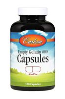 Carlson - Empty Gelatin #00 Capsules, Easy to Separate & Fill, with Screw Cap Bottle, 150 Capsules (4 Pack)
