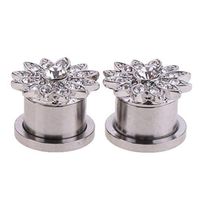 2 Pieces Ear Plugs Flesh Ear Tunnels -Ear Gauges Rhinestone Stainless Steel Best Beauty Womans Party Accessories Women Elegant Cheap Casual | Size - 12mm