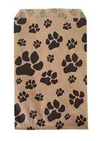 100 Bags Flat Plain Paper or Patterned Bags for Candy, Cookies, Merchandise, pens, Party Favors, Gift Bags (4" x 6", Paw Print)