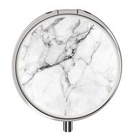 Pill Boxes and Organizer, Round Stainless Medicine Tablet Pill case for Man Small，Compact 3 Compartment Pill Box for Travelling - Custom Fashion Marble