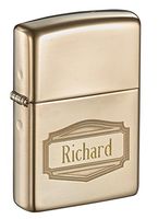 Personalized Zippo Nameplate High Polish Brass Lighter with Free Engraving