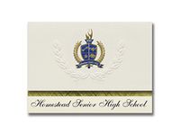 Signature Announcements Homestead Senior High School (Homestead, FL) Graduation Announcements, Presidential style, Elite package of 25 with Gold & Blue Metallic Foil seal