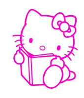 HELLO KITTY READING BOOK SANRIO LOGO VINYL STICKERS SYMBOL 5.5" DECORATIVE DIE CUT DECAL FOR CARS TABLETS LAPTOPS SKATEBOARD - PINK