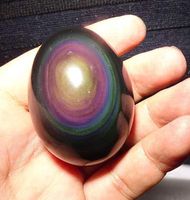 Natural Crystal Egg Yoni Eggs Rose Quartz Obsidian Lapis Lazuli Cat's Eye Moonstone Meditation Eggs Massage Tool Pelvic Kegel Exercise Vaginal Tightening Ball for Health Care Tool (Rainbow Obsidian)