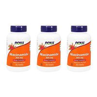 NOW FOODS Niacinamide 500mg Vitamin B-3 Capsules, 100 Count (3 Pack)