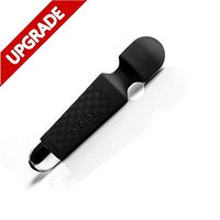 Powerful Mini Wand Massager for Women, Various Shapes and Sizes Silicone Silent Vibrating Massage, 8 Speeds 20 Pattern Cordless Rechargeable for Foot Back Neck Pain Sports Recovery, Black