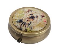 XingBoo Dog Custom Round Bronze Western Medicine Tablet Pocket Travel Pill Case Vitamin Glass Decorative Box