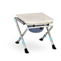 SunHai Aluminum Alloy Folding Bedside Toilet Disability with Top Loading Easy Elderly Mobility Aid Commode Chair (Color : Without backrest)