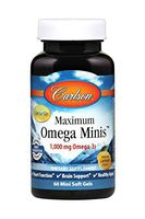 Carlson - Maximum Omega Minis, 1000 mg Omega-3s, Heart Function, Brain Support & Healthy Aging, Lemon, 60 Mini Softgels