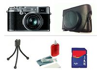 Fujifilm X100 - International Version (No Warranty) 12.3 MP APS-C CMOS EXR Digital Camera kit WSP Leather Case, 4Gb Card, Mini Tripod, Cleaning kit