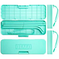 OTAGO Reusable Collapsible Silicone Straws with Travel Case Set of 9,Ultra Long 10 Inch Straw Drinking Reusable fit 20 24 30 oz Water Bottle,Family Pack 2 Straight+ 2Bent+ 2Brushes+3Case