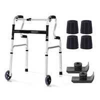 Disabled Walker, Auxiliary Walking Handrail, Outdoor Sports Walker, Foldable Walker, Suitable for Travel, Bathroom (Foot Pad + Snow Pad)