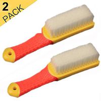 2 Pack Cleaning Brush, Tile Brush | Bristle Brushes | Carpet Cleaning Brush | Scrub Brush Comfort Grip & Flexible Stiff Bristles Heavy Duty for Bathroom Shower Sink Carpet Floor - (Yellow Red)