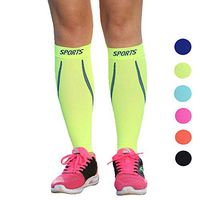 Weijinzhu Compression Leg Sleeves - Calf Sleeves for Men and Women for Running (Neon Green, L)