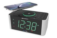 Emerson Alarm Clock Radio and QI Wireless Phone Charger with Bluetooth, Compatible with iPhone Xs Max/XR/XS/X/8/Plus, 10W Galaxy S10/Plus/S10E/S9, All Qi Compatible Phones, ER100202 (Renewed)