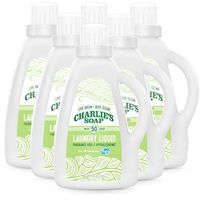 Charlie’s Soap Laundry Liquid (50 Loads, 6 Pack) Natural Deep Cleaning Hypoallergenic Laundry Detergent – Safe, Effective and Non-Toxic