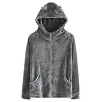 SUIKI Women's Casual Hooded Faux Fur Jacket Zipper Pocket Plush Coat Rabbit Ear Outerwear Outwear Cardigans