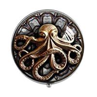 Steampunk Octopus - Steampunk Octopus Pill Box - Vintage Pill Box - Glass Candy Box