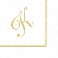 Caspari Monogram Initial K Paper Cocktail Napkins, Pack of 20