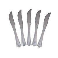 Cutdek Exquisite Plastic Cutlery, Premium Silverware Reflective Heavy Duty -100 Count (Knives)