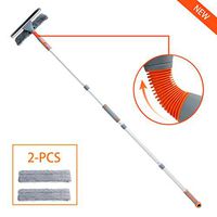 Professional Window Squeegee Cleaner, 2 in 1 Shower Squeegee with Extension Pole, 62‘’ Telescopic Window Washing Equipment with Bendable Head, Glass Cleaning Tools for Indoor/Outdoor High Window