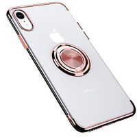 Compatible with iPhone X Case Transparent Soft Slim Silicone Kickstand Cover Magnetic Car Mount Built in 360 Rotatable Ring Clear Anti-Shock Protective Bumper Cover for iPhone X (Rose Gold)