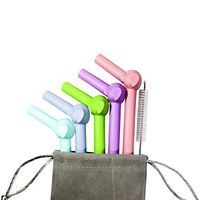 GoStraw Reusable Silicone Drinking Straws for Kids, 5 Wide Large Elephant Shape Straws Great for Smoothies, BPA Free Non-Rubber, Collapsible & Safe for Toddlers